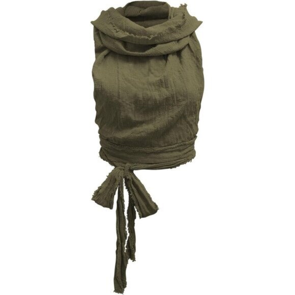 ⚡Women's Olive Green Crop Tank Boho Open Back Cross Wrap Swim Cover Up Top - Picture 2 of 7